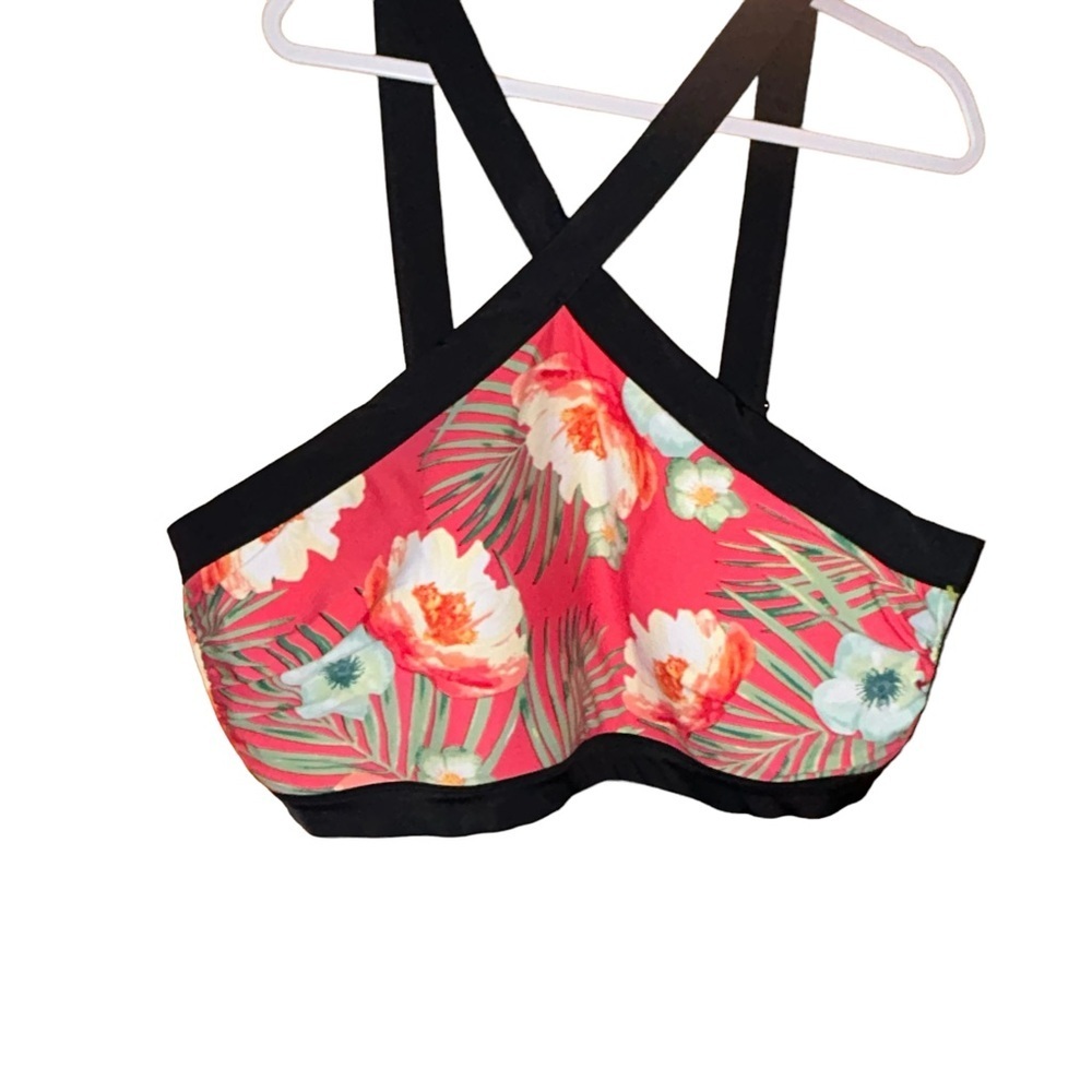 Swim by cacique lane Bryant pink floral tankini top bikini top size 20